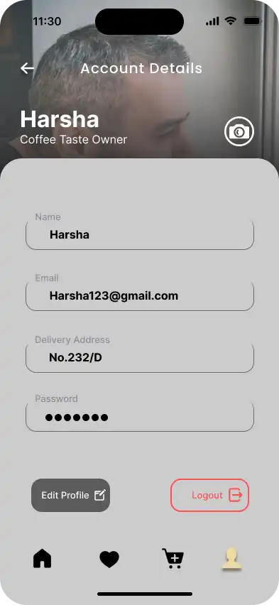 Coffee Mobile App Profile Layout 2
